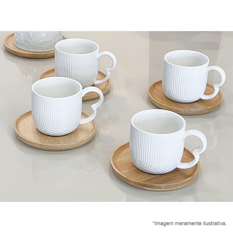 Conjunto de Xícaras de Café Oásis em Cerâmica 90ml com Pires em